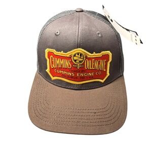 Cummins Oil Engine Vintage Style Trucker Hat Grey Brown Mesh Snapback NEW